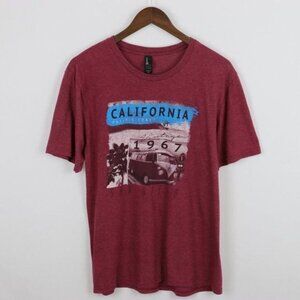 District Men's Medium Red Blue Jersey Graphic Crewneck Short Sleeve Tee